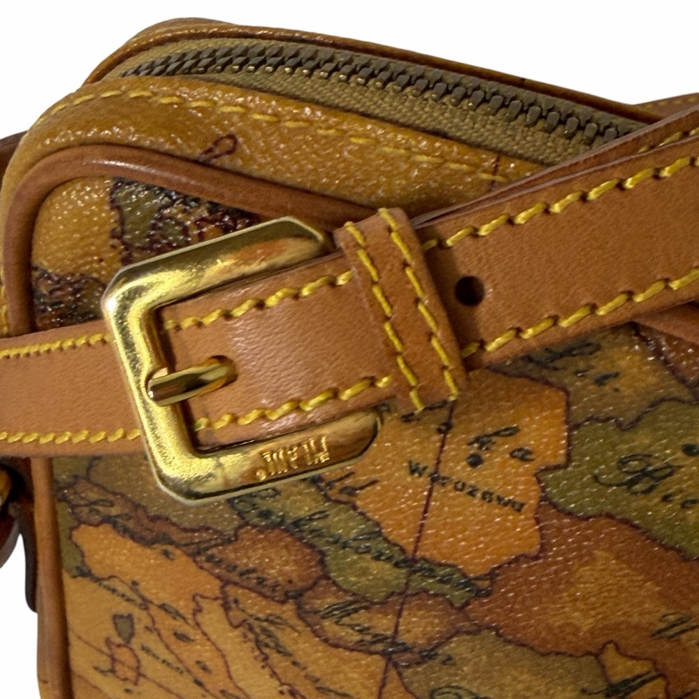 Alviero Martini 1A Classe Italy Leather Geo World Map Crossbody Zip Mini Bag - Picture 6 of 15